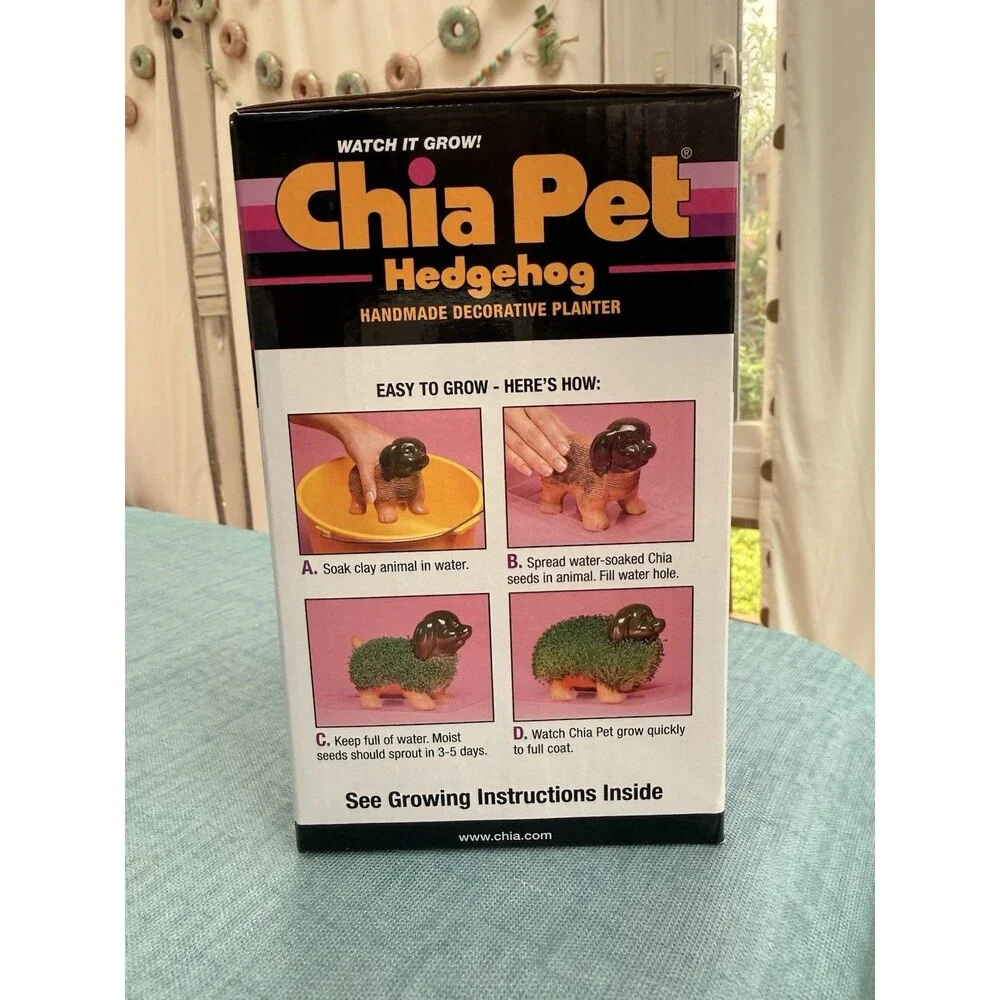 Chia Pet Hedgehog Decorative Pottery Planter with Seed Pack, Terra Cotta, NEW